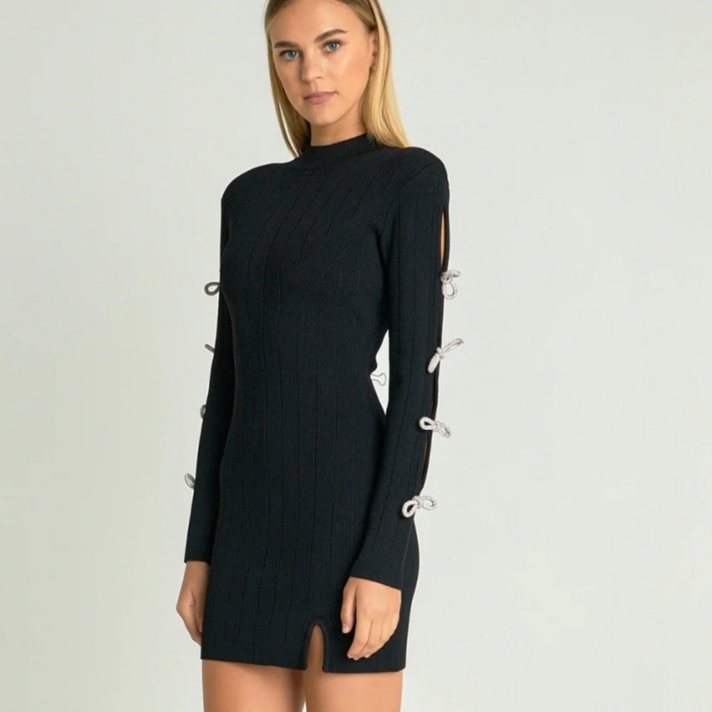 Endless Rose Rhinestone Bow Knit Dress - Picture 5 of 10